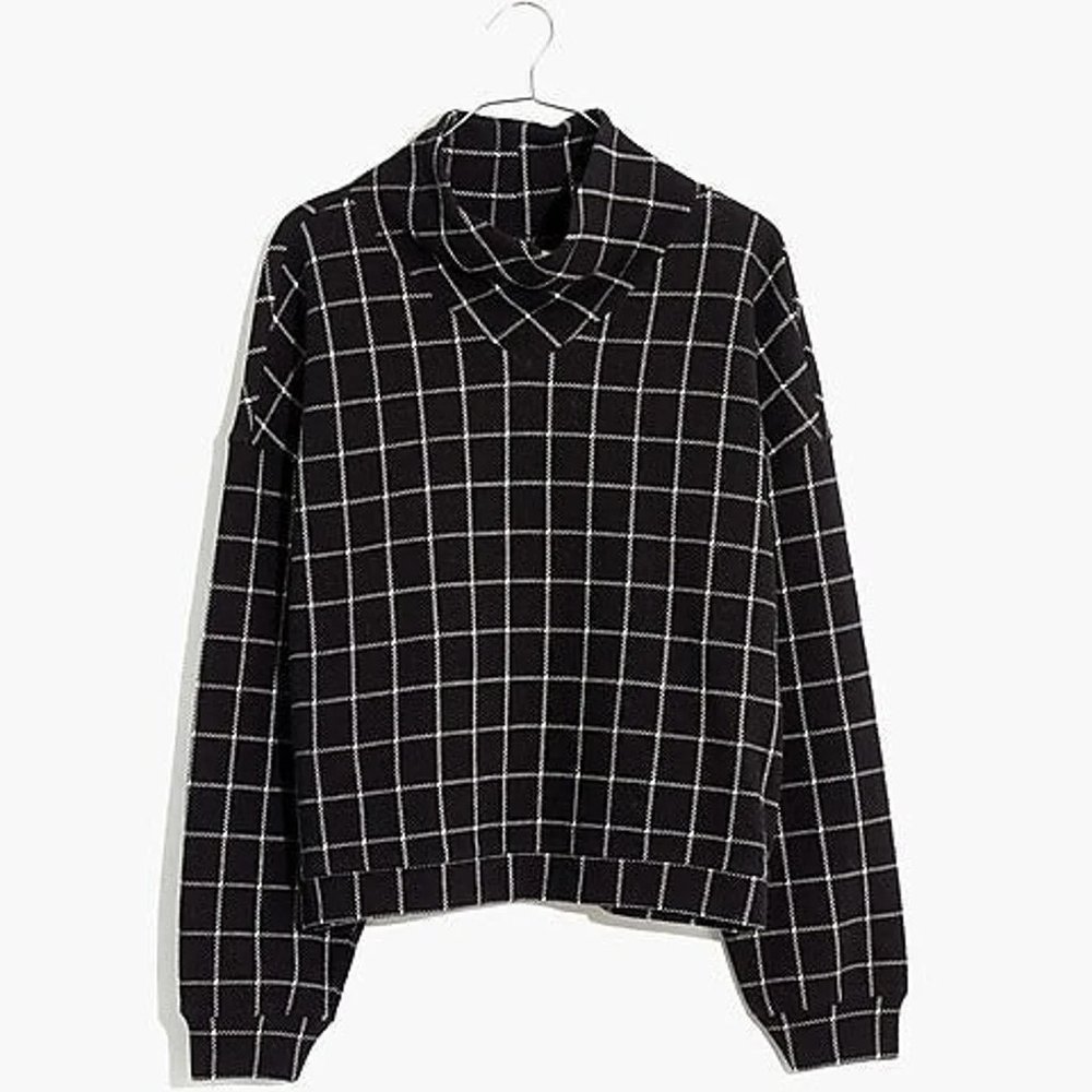 NWT Madewell Textured Turtleneck Sweater in Windowpane